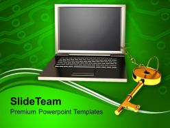Laptop With Key Chain Business Powerpoint Templates Ppt Backgrounds For Slides 0213