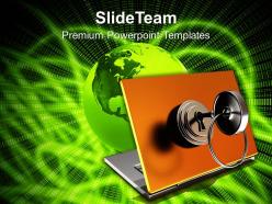 Laptop with lock and key security powerpoint templates ppt themes and graphics 0113