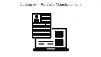 Laptop With Portfolio Monotone Icon In Powerpoint Pptx Png And Editable Eps Format