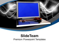 Laptop with security key savings powerpoint templates ppt themes and graphics 0213