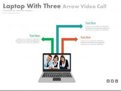 Laptop with three arrows video call flat powerpoint design
