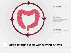 Large intestine icon with moving arrows