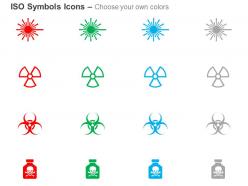 Laser radiation radioactive chemical and biohazard iso icons for powerpoint