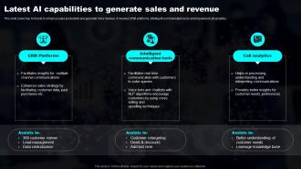Latest AI Capabilities To Generate Sales And Transforming Industries With AI ML And NLP Strategy
