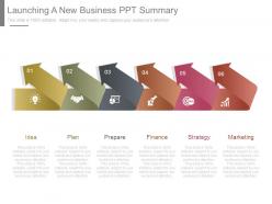 Launching a new business ppt summary