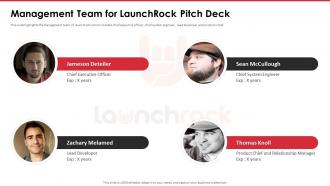Launchrock Investor Funding Elevator Pitch Deck Management Team For Launchrock Pitch Deck
