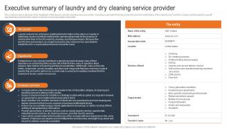Laundry And Dry Cleaning Executive Summary Of Laundry And Dry Cleaning Service Provider BP SS