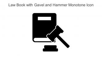 Law Book With Gavel And Hammer Monotone Icon In Powerpoint Pptx Png And Editable Eps Format