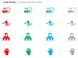 Law gavel demonstration hand ppt icons graphics