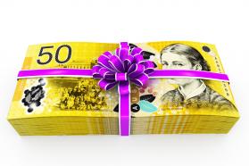 Layout of cash gift stock photo