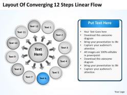 Layout of converging 12 steps linear flow cycle chart powerpoint templates