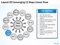 Layout of converging 12 steps linear flow cycle chart powerpoint templates