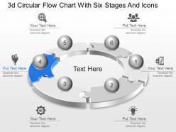 Lc 3d circular flow chart with six stages and icons powerpoint template slide