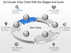 Lc 3d circular flow chart with six stages and icons powerpoint template slide