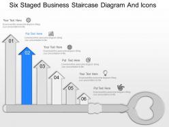 Lc six staged business staircase diagram and icons powerpoint template
