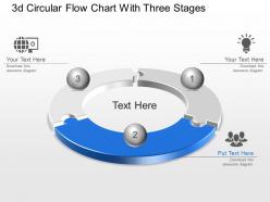 Ld 3d circular flow chart with three stages powerpoint template slide