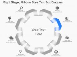 Le eight staged ribbon style text box diagram powerpoint template