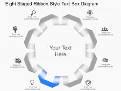 Le eight staged ribbon style text box diagram powerpoint template
