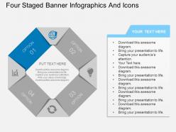 Le four staged banner infographics and icons flat powerpoint design