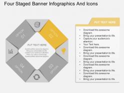 Le four staged banner infographics and icons flat powerpoint design