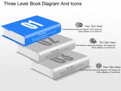 Le three level book diagram and icons powerpoint template