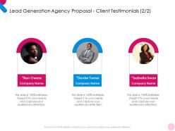 Lead generation agency proposal client testimonials teamwork ppt powerpoint example