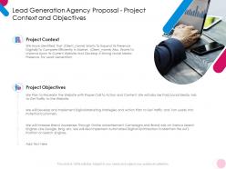Lead generation agency proposal project context and objectives ppt powerpoint icons