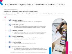 Lead generation agency proposal statement of work and contract ppt powerpoint designs