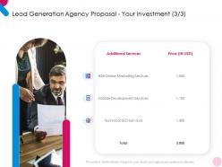 Lead generation agency proposal your investment price ppt powerpoint presentation pictures ideas