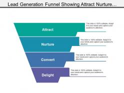 Lead Generation Funnel Showing Attract Nurture Convert And Delight