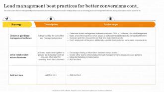 Lead Management Best Practices For Better Maximizing Customer Lead Conversion Rates Customizable Graphical
