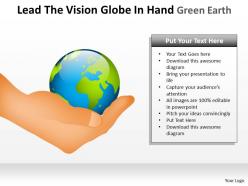 lead the vision globe in hand green earth ppt slide and templates