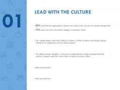 Lead with the culture management ppt powerpoint presentation file outline