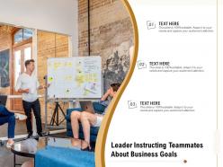 Leader instructing teammates about business goals
