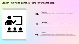 Leader Training To Enhance Team Performance Icon
