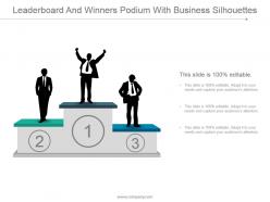 Leaderboard and winners podium with business silhouttes ppt sample file