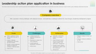 Leadership Action Plan Application In Business