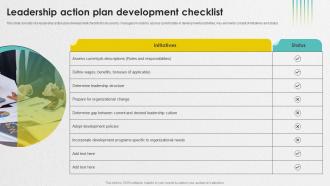 Leadership Action Plan Development Checklist