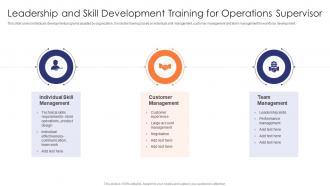 Leadership And Skill Development Training For Operations Supervisor