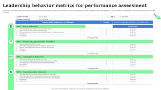 Leadership Behavior Metrics For Performance Assessment