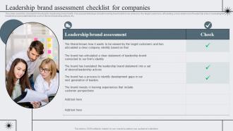 Leadership Brand Assessment Checklist Strategic Brand Management To Become Market Leader