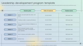 Leadership Developement Program Template Leadership Development Program