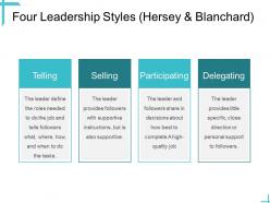 Leadership four leadership styles hersey and blanchard ppt powerpoint outline brochure