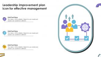 Leadership Improvement Plan Icon For Effective Management Improvement Plan SS