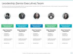 Leadership senior executive team pitchbook for initial public offering deal ppt visuals