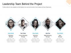 Leadership team behind the project pitch deck for cryptocurrency funding ppt demonstration
