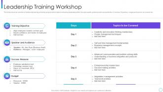 Leadership training workshop corporate program improving work team productivity