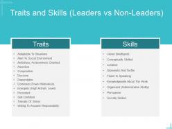 Leadership traits and skills leaders vs non leaders ppt powerpoint model slideshow