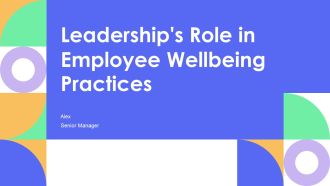 Leaderships Role In Employee Wellbeing Practices PPT Information AT