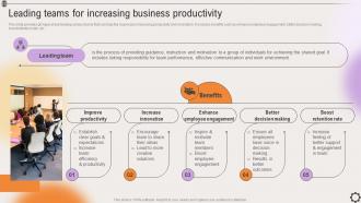 Leading Teams For Increasing Business Productivity Strategic Leadership To Align Goals Strategy SS V